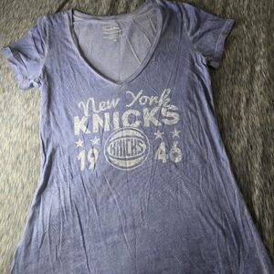 Women's New York Knicks Majestic Threads Blue City, Blue,V-Neck shirt, Medium